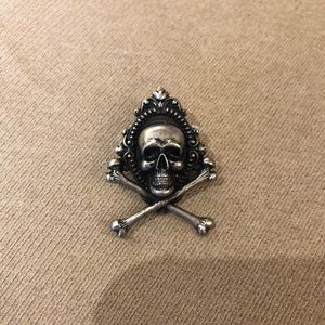 Handmade Silver Filigree Skull Brooch